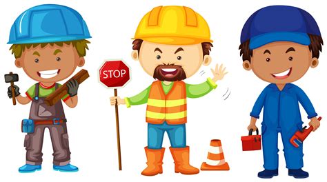 Three Men Doing Different Jobs 445549 Vector Art At Vecteezy