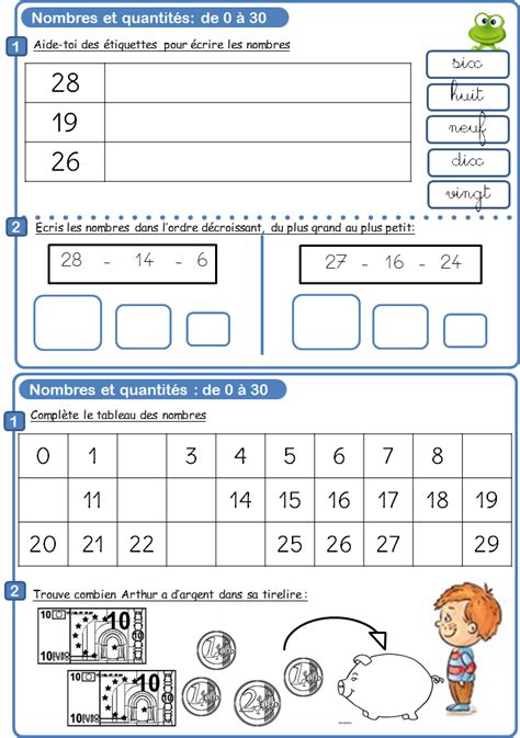 Fichier De Numération Cp L Ecole De Crevette