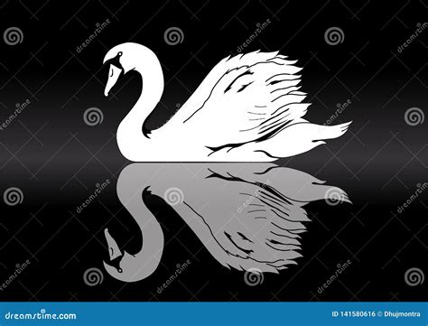 Silueta Blanca Del Cisne En La Reflexi N Del Lago Ilustraci N Del