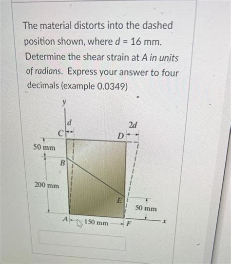 Solved The Material Distorts Into The Dashed Position Shown Chegg