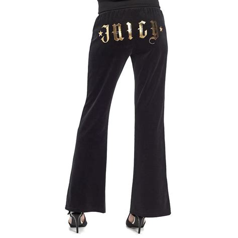 Nwt Juicy Couture Tracksuit Pants Women Black Bootcut Gold Logo Velour