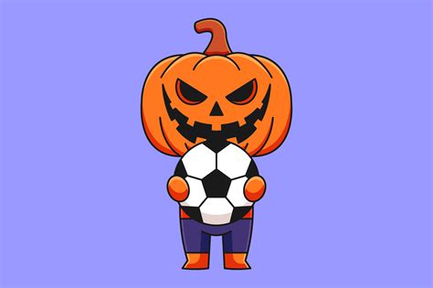 Cute Pumpkin Halloween Holding Soccer Graphic By Artcuboy · Creative