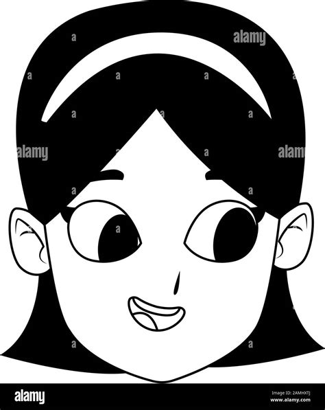 Happy Girl Face Icon Over White Background Flat Design Stock Vector