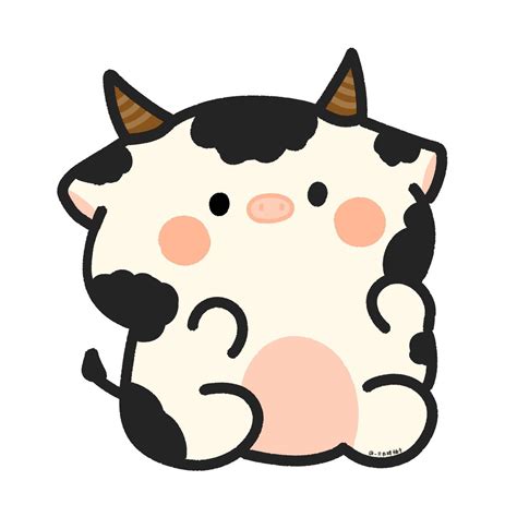 a cartoon cow with horns sitting down