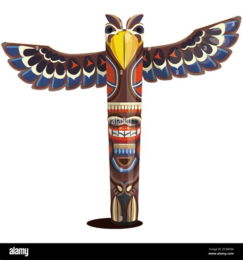 Indigenous Eagle Cultural Totem Pole Tribal Illustration Stock Photo