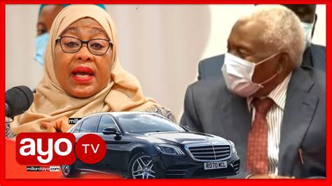 Video Rais Samia Ampa Zawadi Ya Gari Aina Ya Benz Mstaafu Mwinyi Katika