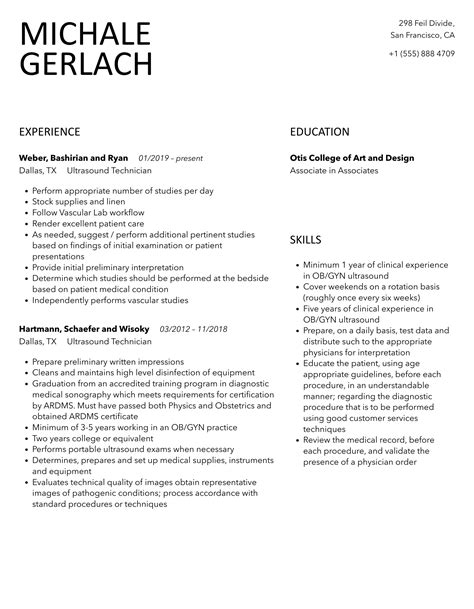 Ultrasound Technician Resume Samples Velvet Jobs