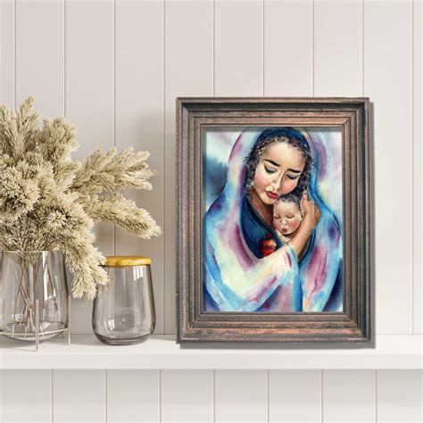 Mary And Jesus Print Biracial Mary And Jesus Painting Etsy