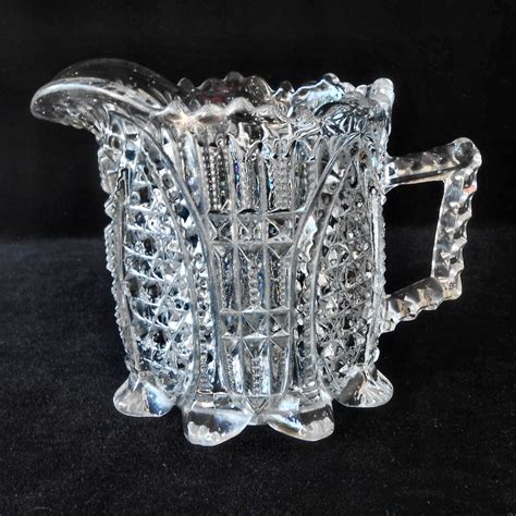 Antique Pressed Glass Cream Pitcher Fortuna Pattern By Higbee