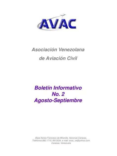 PPT Asociación Venezolana de Aviación Civil Boletín Informativo No 2