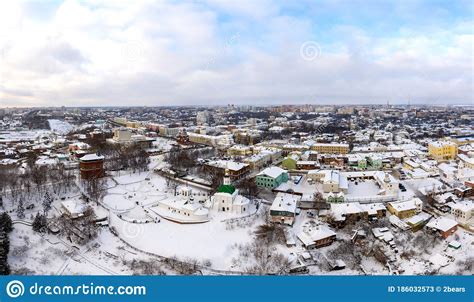 Gold Ring Of Russia Aerial View Of Downtown Vladimir With The Golden