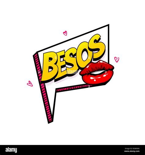 Besos Kiss Lips Spanish Language Comic Text Sound Effects Pop Art