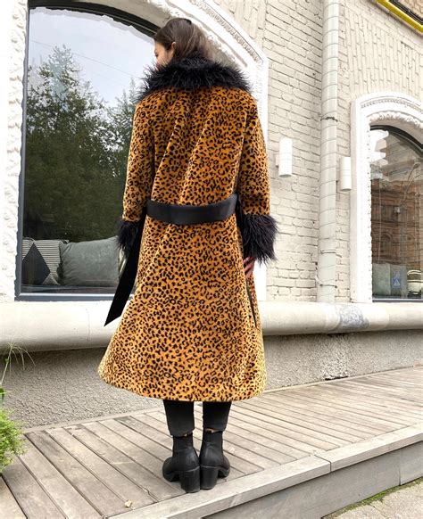 Leopard Print Faux Fur Coat For Women Animal Print Full Etsy