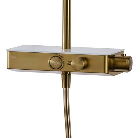 Push Button Bar Diverter Mixer Shower Brushed Brass