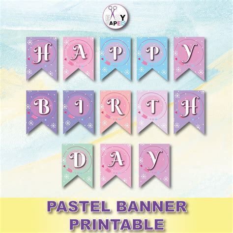 Pastel Birthday Banner Printable Pastel Banner Pastel Pennant Printable ...