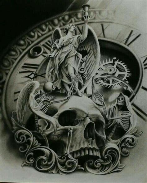 7 best clock and skull tattoo images on Pinterest | Inspiration tattoos ...