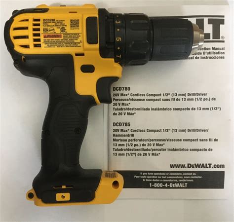 Dewalt DCD780 20V Max ½ Cordless Compact Drill Drill Driver Bare Tool