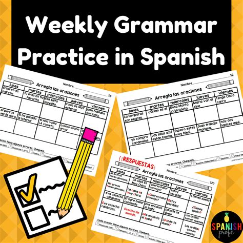 Spanish Weekly Grammar Practice (Correct Sentences Errors in Spanish ...