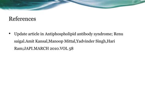 Antiphospholipid Antibody Syndrome Updated Guidelines Ppt