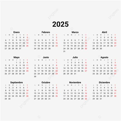 Calendário De Desktop Simples Espanhol 2025 Vetor PNG Calendário