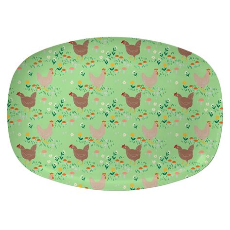 Rectangular Plate With Hen Print Además Design Shop