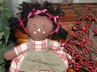 Antique PRIM Raggedy Ann Doll QUILT Penny Rug Black Folk Art ORNIE BOWL