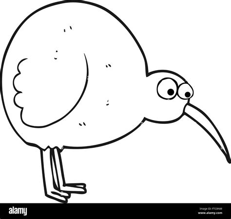 Dibujado a mano alzada caricatura en blanco y negro pájaro Kiwi Imagen