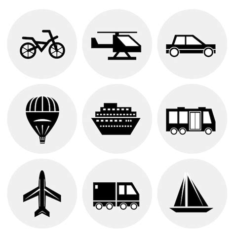 Premium Vector Vector Black Transportation Icons