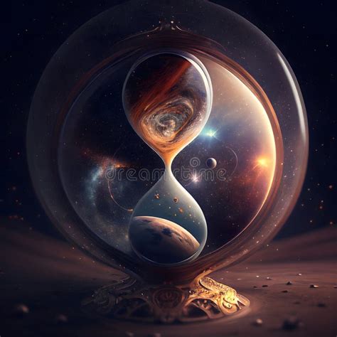 Hourglass With Universe Inside Galaxy Inside Hourglass Digital Illustration Generative Ai