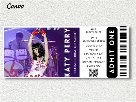 Editable Concert Ticket Template, Printable Music Event Ticket, Custom ...