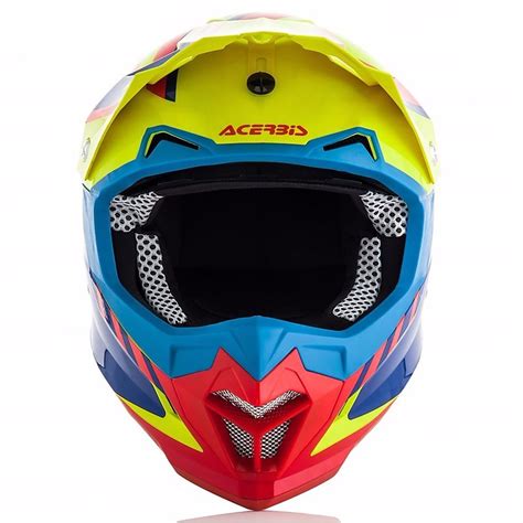 Casco Moto Cross Enduro Acerbis Profile Giallo Fluo Rosso Lucido