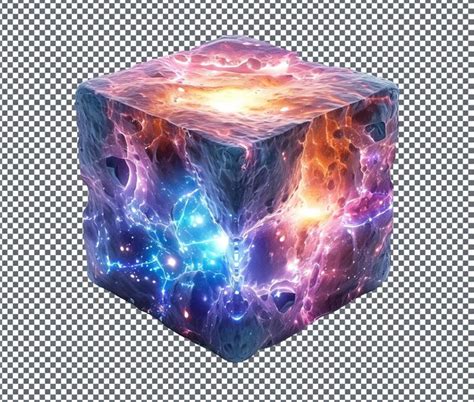 Beautiful Nebulaic Tesseract Isolated On Transparent Background