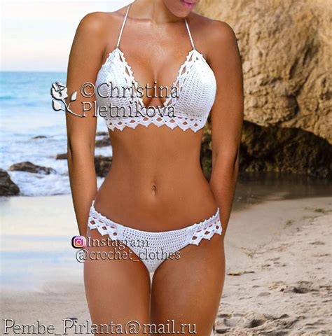 Bikini Crochet White Honeymoon Swimsuit Island Sea Wedding Etsy