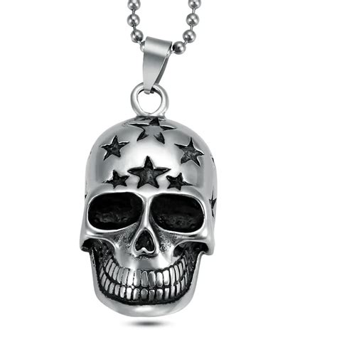 New Fashion Stainless Steel Skull Head Necklaces And Pendants For Men Chain Necklace Male Jewelry