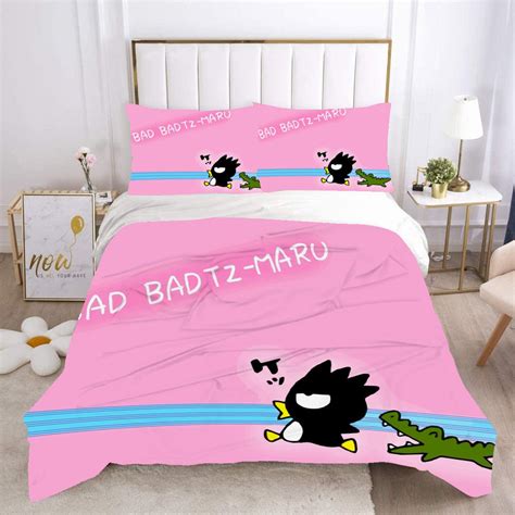 Badtz Maru Hello Kitty Bed Set Cotton Sanrios Cute Bed Sheets Cartoon