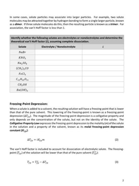 Solved Colligative Properties Freezing Point Depressio