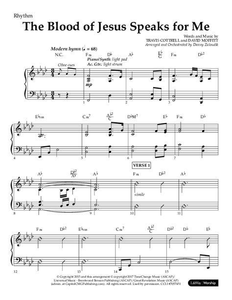 The Blood Of Jesus Speaks For Me Choral Anthem Satb Melody Sheet