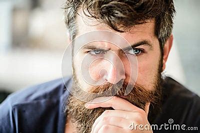 Bearded Man Feel Loneliness Thoughtful Man Outdoor Facial Skin Care