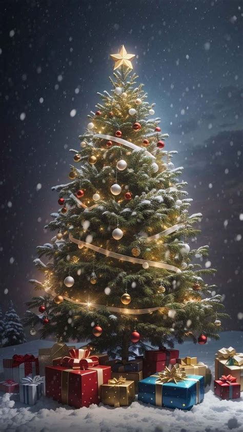 Christmas Tree Gifts iPhone Wallpaper 4K