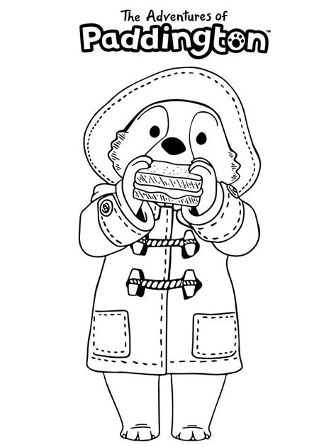 Paddington Bear Eating Sandwich Coloring Page Free Printable Coloring