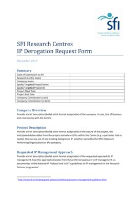 Fillable Online Sfi Sfi Research Centres Ip Derogation Request Form