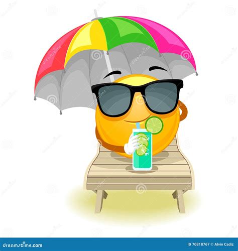 Smiley Emoticon Sun Bathing Stock Vector Illustration Of Shiny