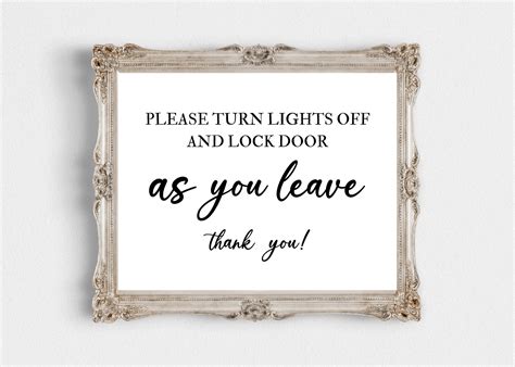 Please Turn off Light and Lock the Door as You Leave Printable-vacation