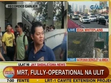 Ub Operasyon Ng Mrt Balik Normal Na Ulit Matapos Magkaaberya Kanina