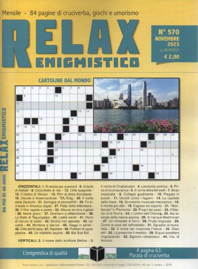 Relax Enigmistico N Novembre Mensile Italiano Edicola Shop