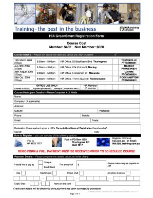 Fillable Online Generic Registration Form GreenSmart 2008 HIA Fax