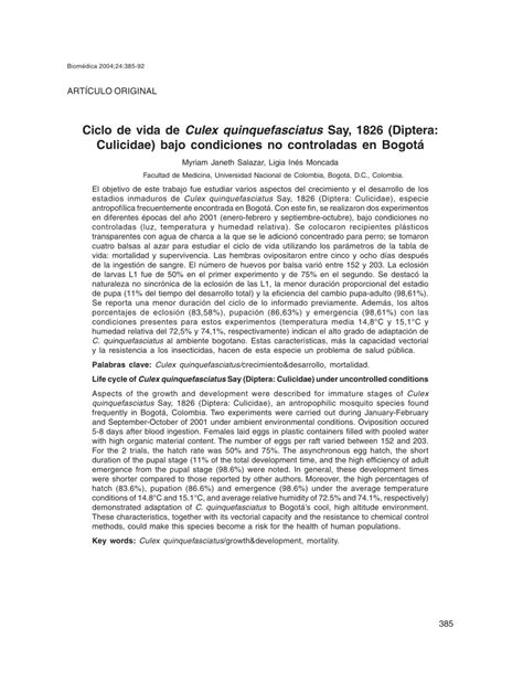 (PDF) [Life cycle of Culex quinquefasciatus Say (Diptera: Culicidae ...