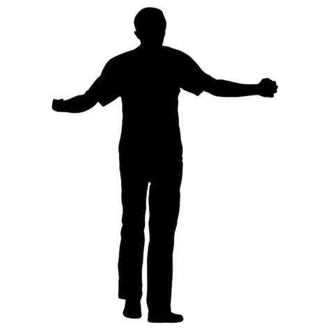 Premium Vector Black Silhouettes Man With Arm Raised On A White