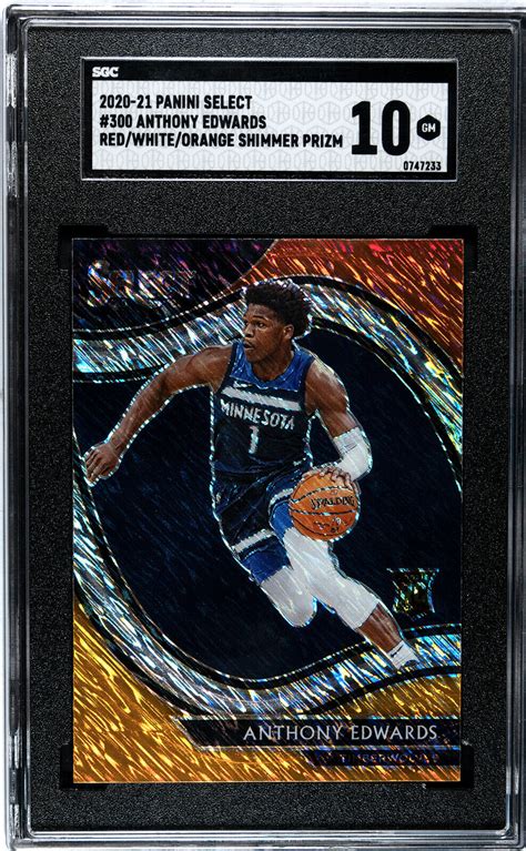 Select Anthony Edwards Courtside Rc Red White Orange Shimmer Prizm