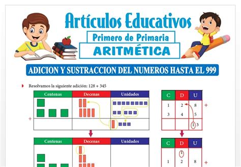 Adición y Sustracción del Números hasta el 999 para Primero de Primaria